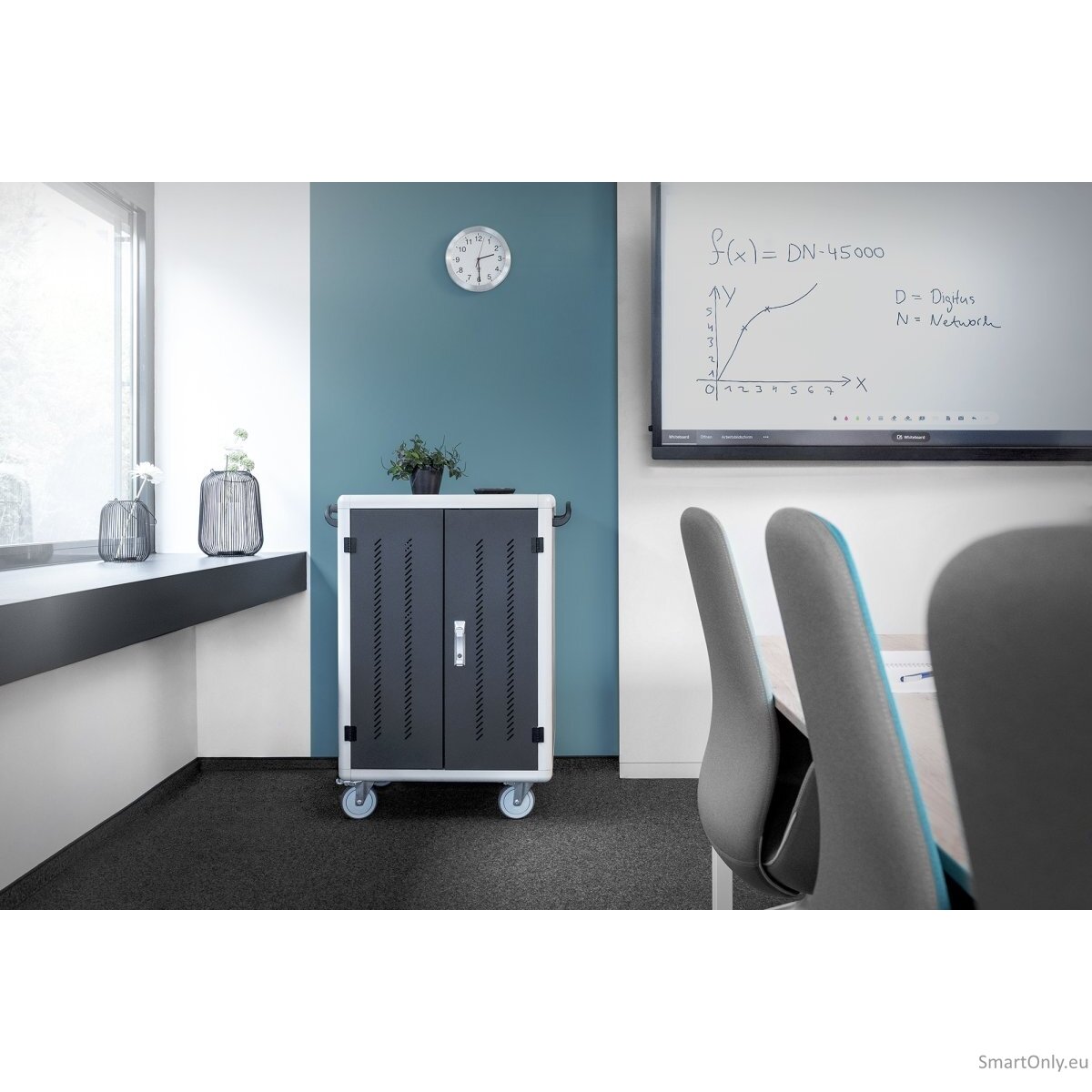 Digitus | Black | Charging Trolley 30 Notebooks / Tablets up to 15.6" | Pressure lock system with swiveling lever handle on the front and back door, lockable; Safety plug socket with switch on the side 9 Digitus | Black | Charging Trolley 30 Notebooks / Tablets up to 15.6" | Pressure lock system with swiveling lever handle on the front and back door, lockable; Safety plug socket with switch on the side 9