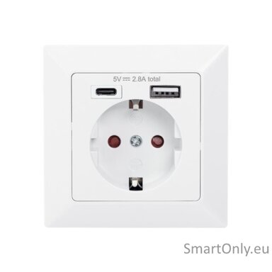 DIGITUS Safety Plug for Flush Mounting with 1 x USB Type-C, 1 x USB A Digitus
