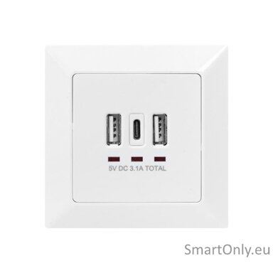 DIGITUS Socket with USB A & USB-C Ports, flush mounted Digitus