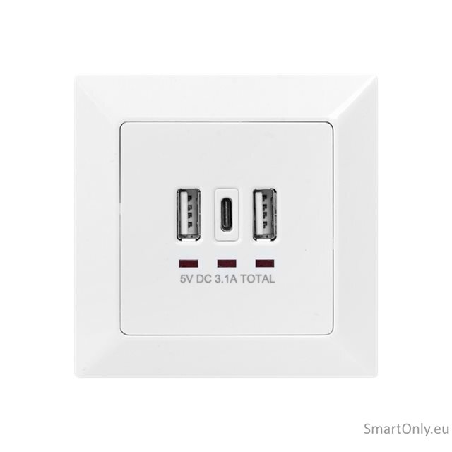 DIGITUS Socket with USB A & USB-C Ports, flush mounted Digitus 1