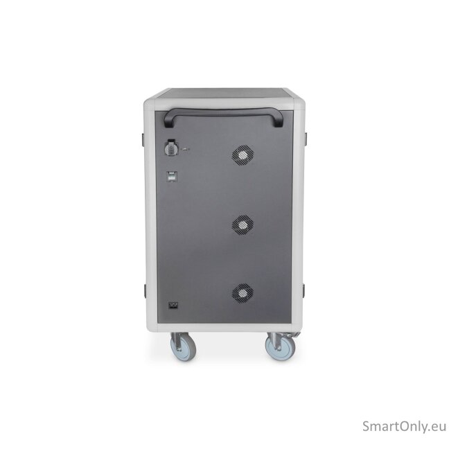 Digitus | Black | Charging Trolley 30 Notebooks / Tablets up to 15.6" | Pressure lock system with swiveling lever handle on the front and back door, lockable; Safety plug socket with switch on the side 6 Digitus | Black | Charging Trolley 30 Notebooks / Tablets up to 15.6" | Pressure lock system with swiveling lever handle on the front and back door, lockable; Safety plug socket with switch on the side 6