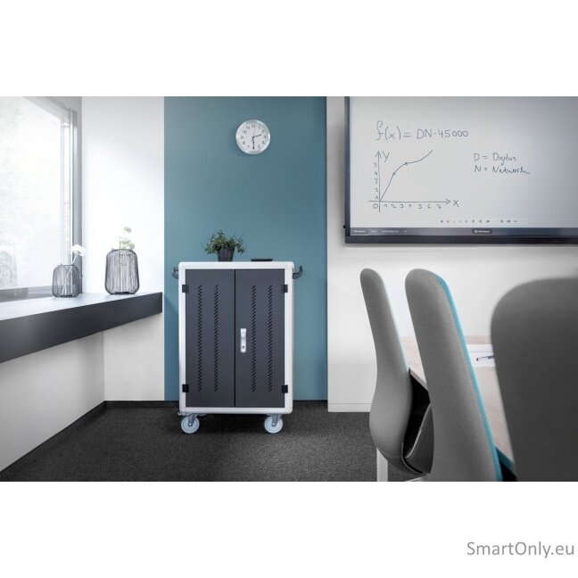Digitus | Black | Charging Trolley 30 Notebooks / Tablets up to 15.6" | Pressure lock system with swiveling lever handle on the front and back door, lockable; Safety plug socket with switch on the side 9