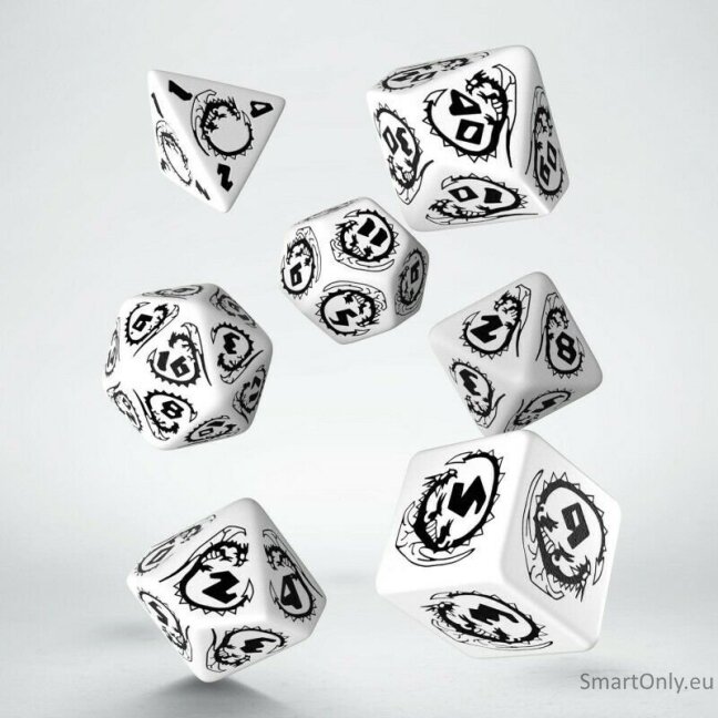 Dragons RPG kauliukų rinkinys baltos ir juodos spalvos 1