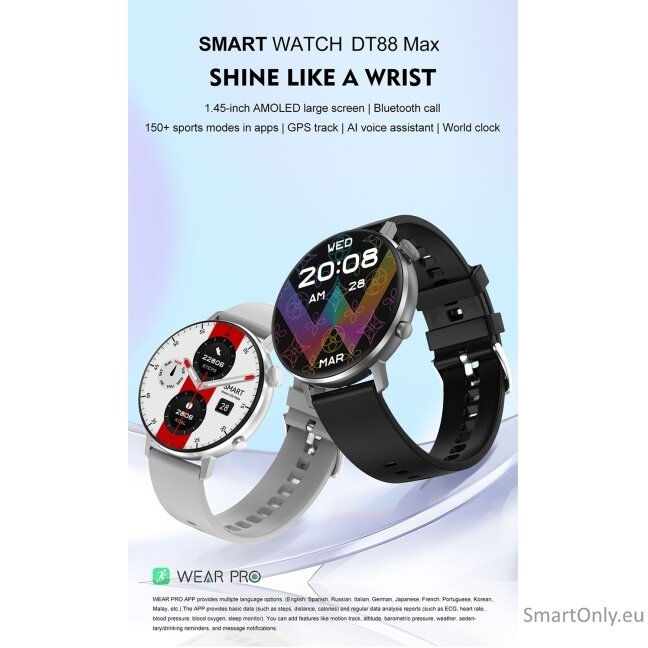 DT NO.1 DT88 Max Amoled išmanusis laikrodis Grey 4