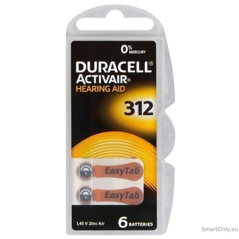Duracell Activair 312 baterijos klausos aparatams 60 vnt. 3 Duracell Activair 312 baterijos klausos aparatams 60 vnt. 3