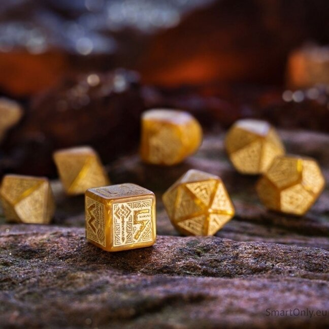 Dwarven Gold kauliukų rinkinys (aukso sp.) 5 Dwarven Gold kauliukų rinkinys (aukso sp.) 5