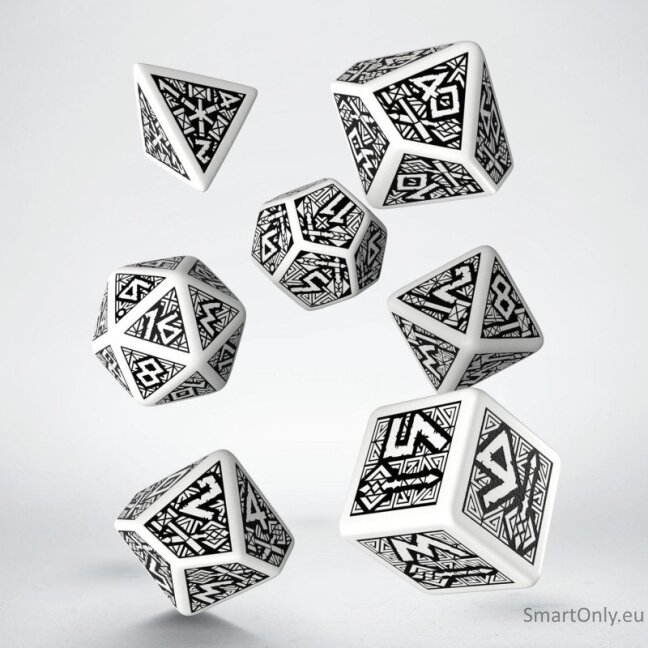 Dwarven kauliukų rinkinys baltos ir juodos spalvos 1 Dwarven kauliukų rinkinys baltos ir juodos spalvos 1