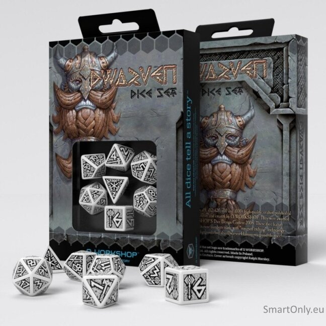 Dwarven kauliukų rinkinys baltos ir juodos spalvos Dwarven kauliukų rinkinys baltos ir juodos spalvos