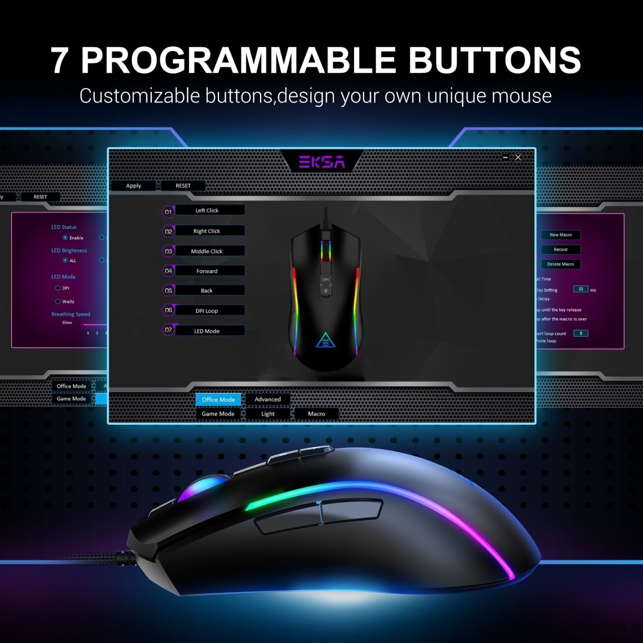 EKSA EM110 Gaming mouse RGB Black 3