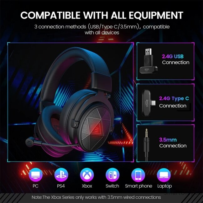EKSA E900X 5.8GHz Wireless 7.1 ENC Gaming belaidės ausinės 2 EKSA E900X 5.8GHz Wireless 7.1 ENC Gaming belaidės ausinės 2