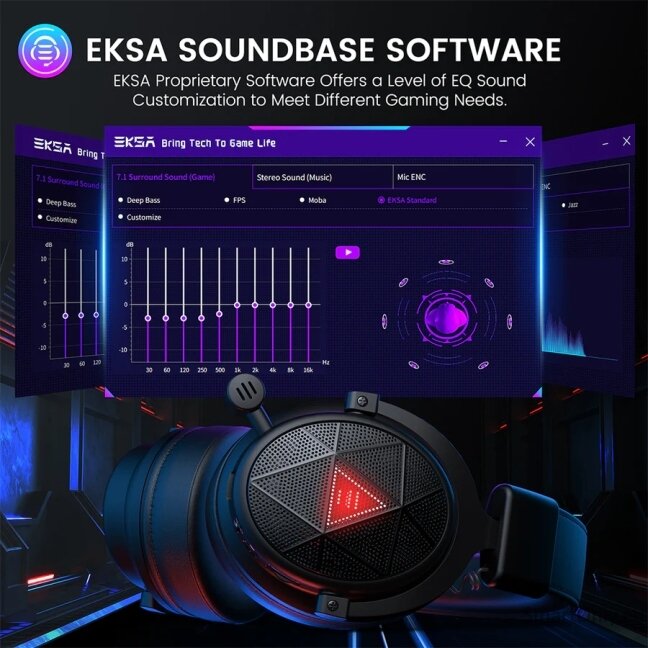 EKSA E900X 5.8GHz Wireless 7.1 ENC Gaming belaidės ausinės 3 EKSA E900X 5.8GHz Wireless 7.1 ENC Gaming belaidės ausinės 3