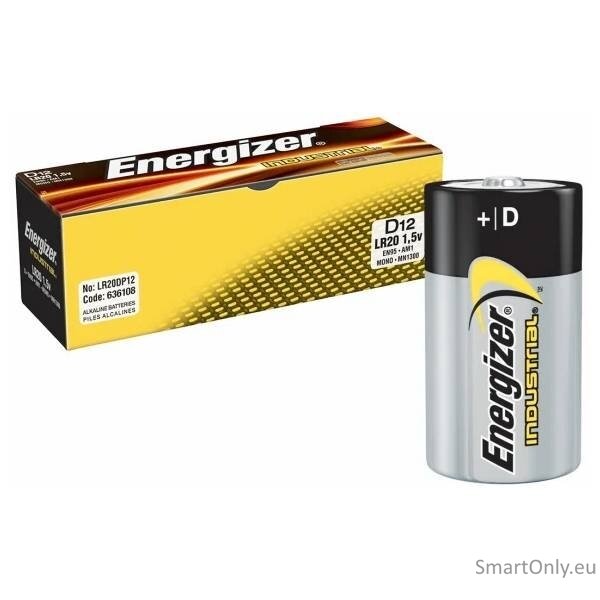 Energizer Industrial D Alkaline LR20 šarminės baterijos 12 vnt. Energizer Industrial D Alkaline LR20 šarminės baterijos 12 vnt.