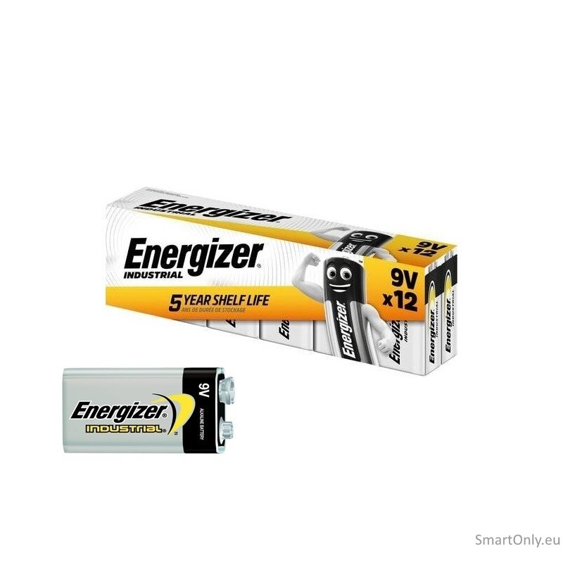 Energizer Industrial 9V Alkaline 6LR61 baterijos 12 vnt. Energizer Industrial 9V Alkaline 6LR61 baterijos 12 vnt.
