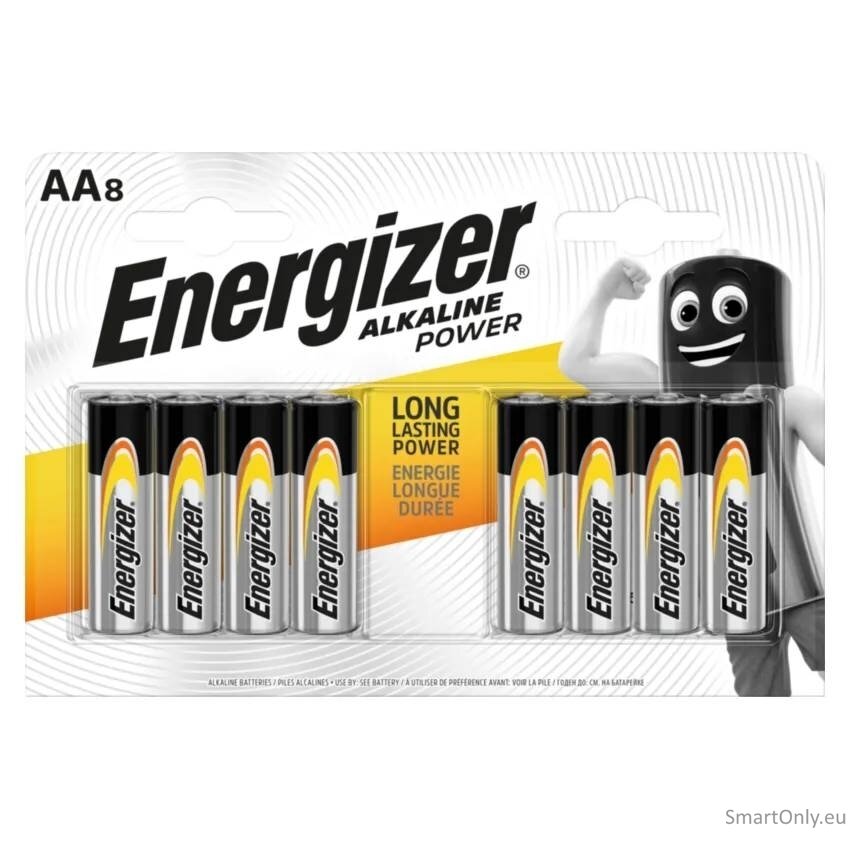 Energizer AA Alkaline Power 8BL šarminės baterijos 8 vnt. Energizer AA Alkaline Power 8BL šarminės baterijos 8 vnt.