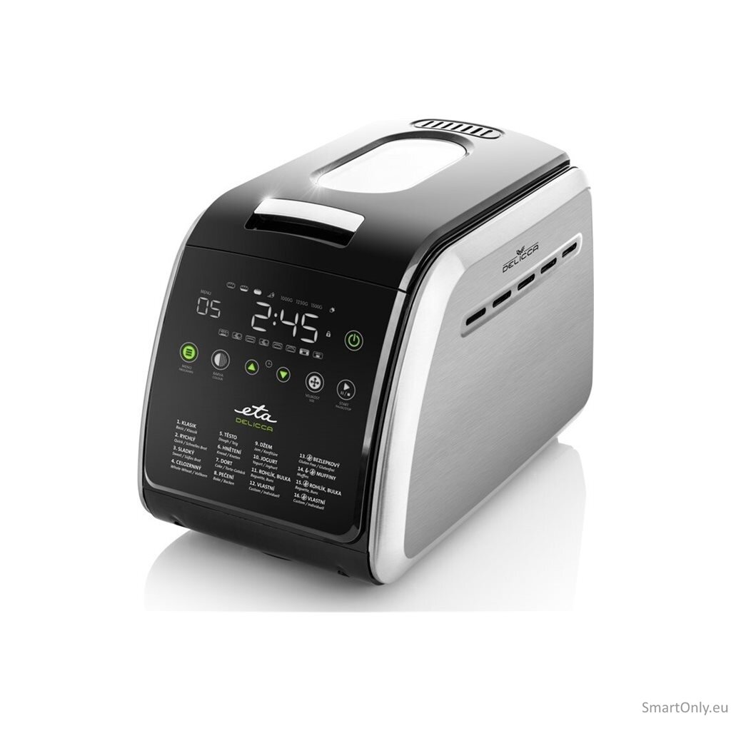 ETA | Bread maker | Delicca II ETA714990030 | Power 850 W | Number of programs 12 | Display Yes | Black/Stainless steel 6 ETA | Bread maker | Delicca II ETA714990030 | Power 850 W | Number of programs 12 | Display Yes | Black/Stainless steel 6
