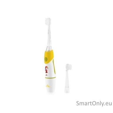 ETA Toothbrush | Sonetic ETA071090050 | Battery operated | For kids | Number of brush heads included 2 | Number of teeth brushing modes 1 | Yellow/White ETA Toothbrush | Sonetic ETA071090050 | Battery operated | For kids | Number of brush heads included 2 | Number of teeth brushing modes 1 | Yellow/White