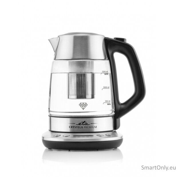 ETA Kettle Crystela Premium ETA915390000 Electric 2200 W 1.5 L Glass 360° rotational base Stainless steel/Glass ETA Kettle Crystela Premium ETA915390000 Electric 2200 W 1.5 L Glass 360° rotational base Stainless steel/Glass