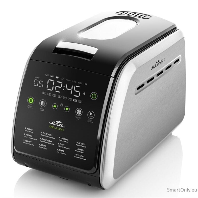 ETA | Bread maker | Delicca II ETA714990030 | Power 850 W | Number of programs 12 | Display Yes | Black/Stainless steel ETA | Bread maker | Delicca II ETA714990030 | Power 850 W | Number of programs 12 | Display Yes | Black/Stainless steel