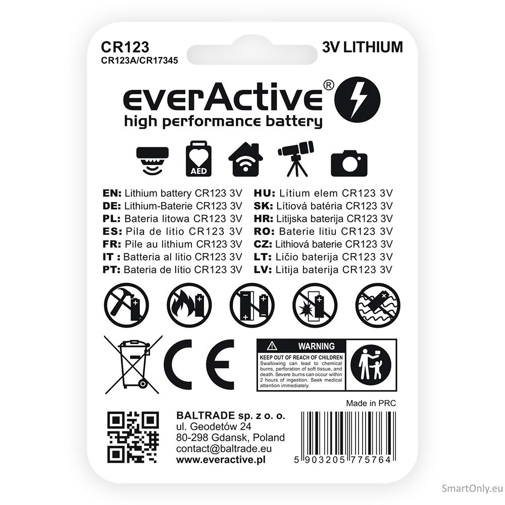 everActive CR123 ličio baterija 1 vnt. 2