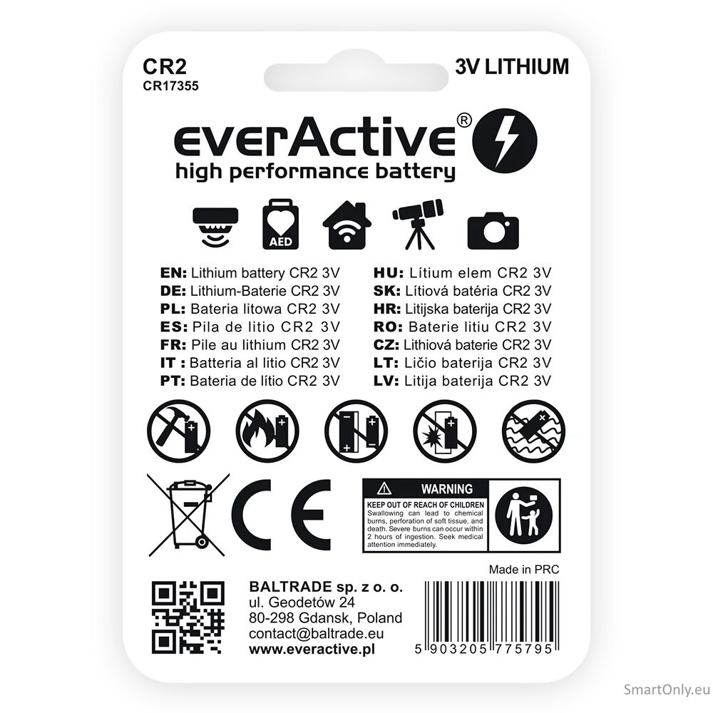 everActive CR2 ličio baterija 1 vnt. 2 everActive CR2 ličio baterija 1 vnt. 2