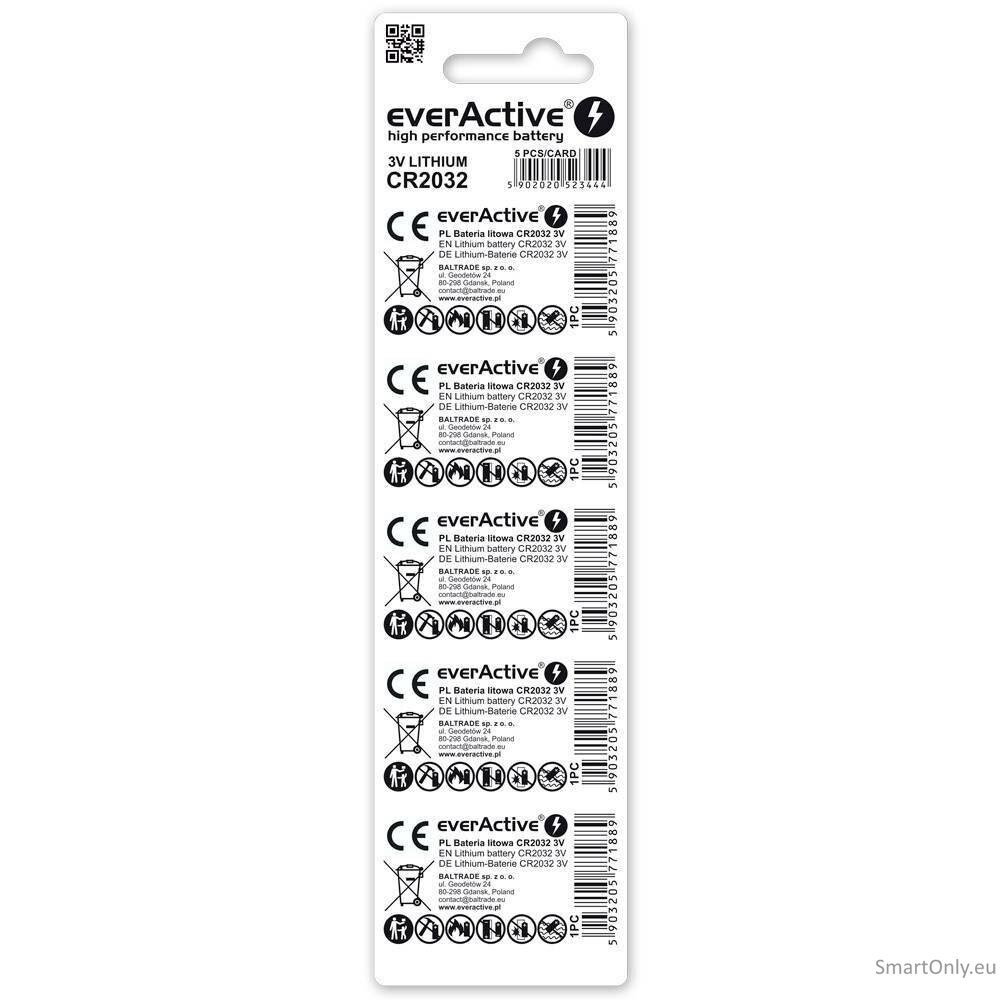 EverActive CR2032 ličio baterijos 5 vnt. 2 EverActive CR2032 ličio baterijos 5 vnt. 2