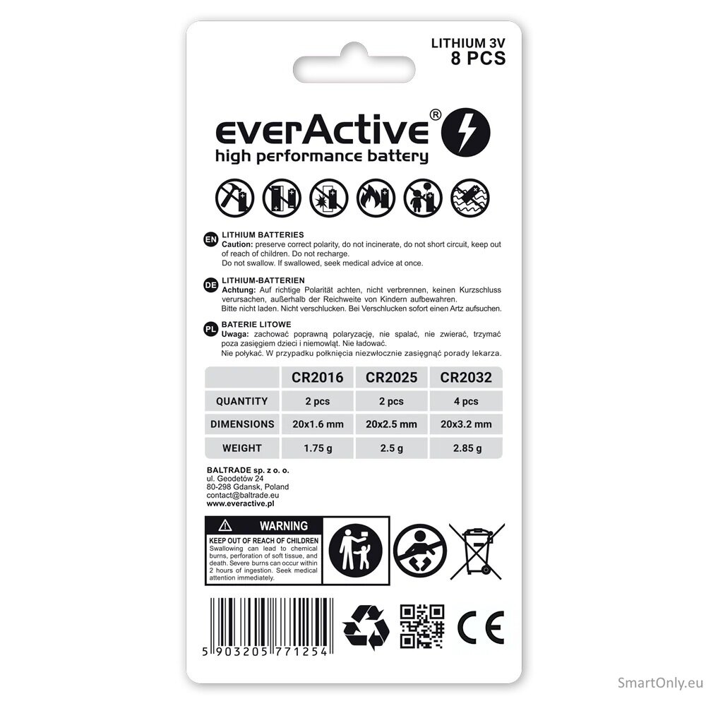 EverActive ličio baterijų rinkinys 4 x CR2032 2 x CR2025 2 x CR2016 1 EverActive ličio baterijų rinkinys 4 x CR2032 2 x CR2025 2 x CR2016 1