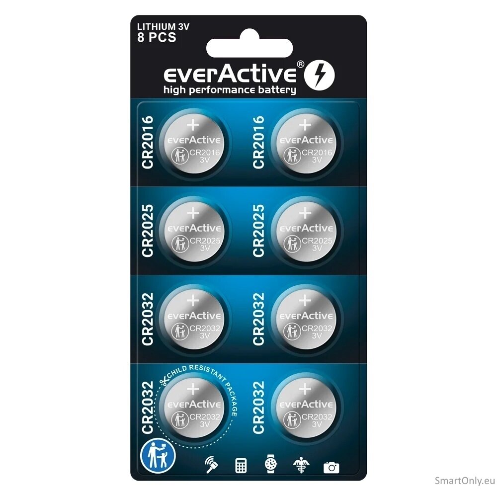 EverActive ličio baterijų rinkinys 4 x CR2032 2 x CR2025 2 x CR2016 EverActive ličio baterijų rinkinys 4 x CR2032 2 x CR2025 2 x CR2016