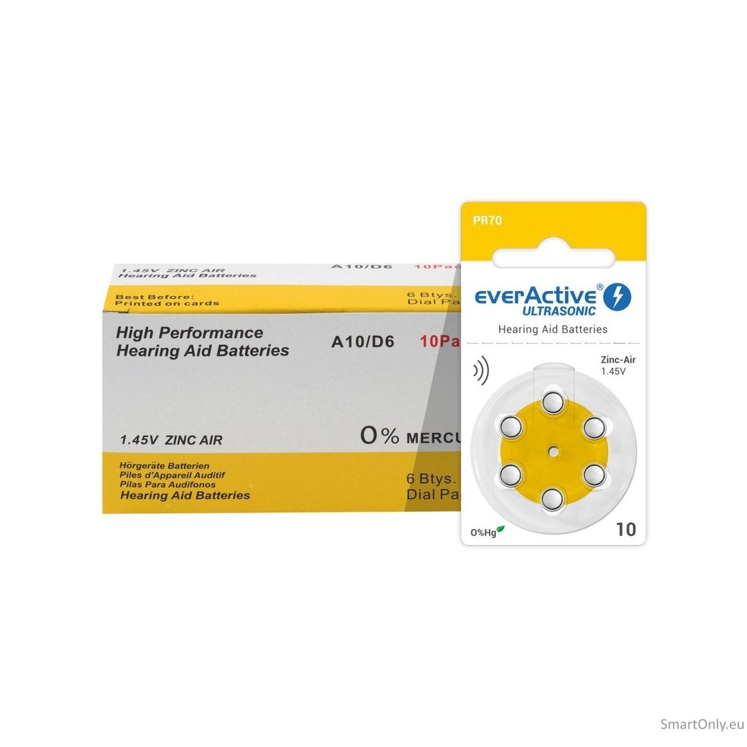 Everactive Ultrasonic 10 PR70 6BL klausos baterijos 6 vnt. | Prekių ...
