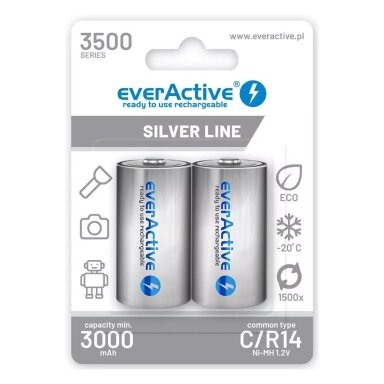 EverActive R14 3500 Silver Line batteries 2 pcs EverActive R14 3500 Silver Line batteries 2 pcs