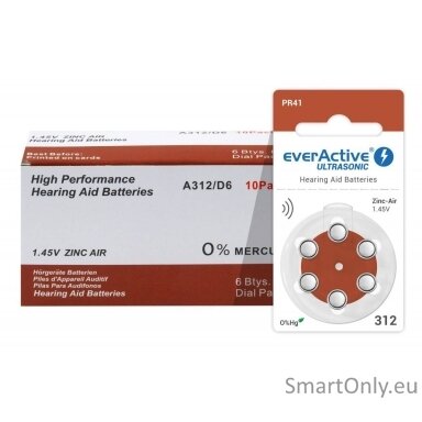 Everactive Ultrasonic 312 PR41 6BL Hearing batteries 60 pcs Everactive Ultrasonic 312 PR41 6BL Hearing batteries 60 pcs