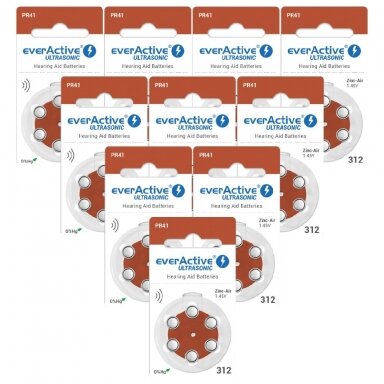 Everactive Ultrasonic 312 PR41 6BL Hearing batteries 60 pcs Everactive Ultrasonic 312 PR41 6BL Hearing batteries 60 pcs