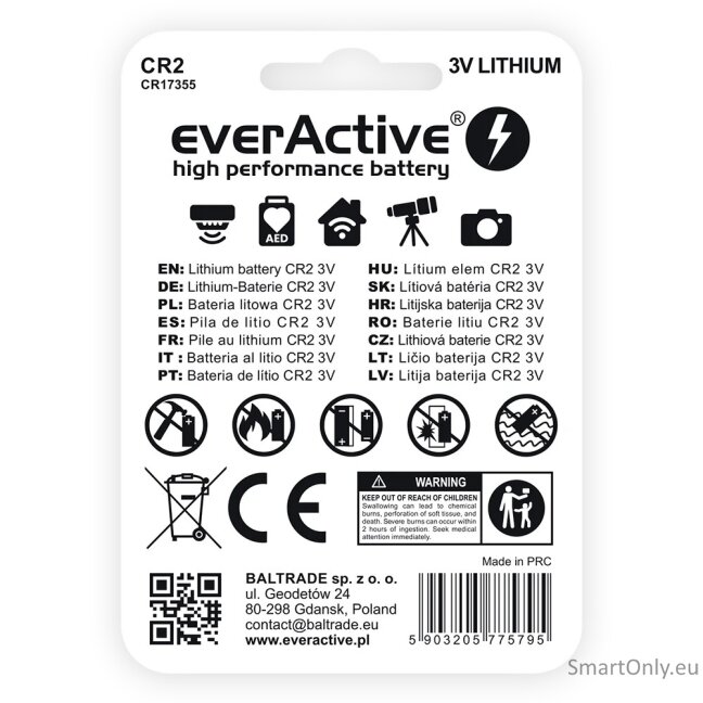 everActive CR2 ličio baterija 1 vnt. 2 everActive CR2 ličio baterija 1 vnt. 2