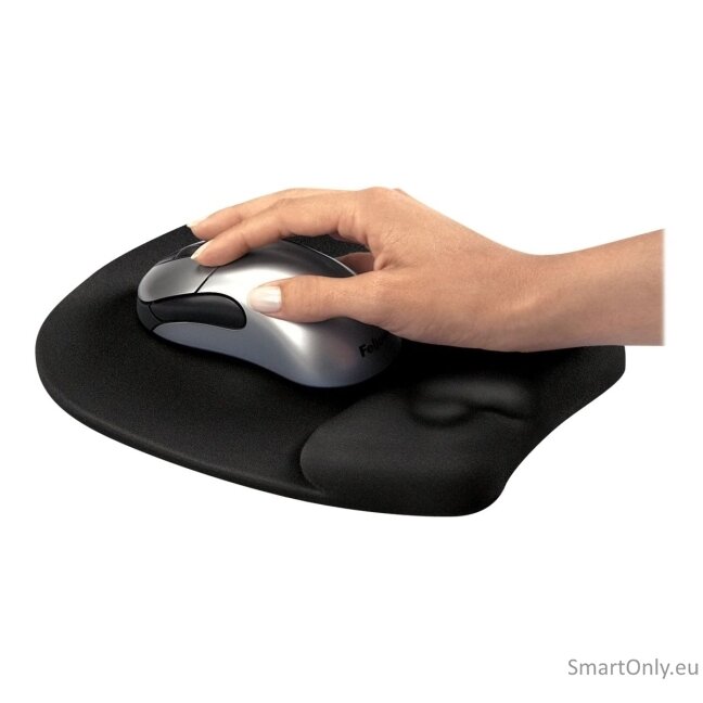 Fellowes | Mouse pad with wrist pillow | 202 x 235 x 25.4 mm | Black 1 Fellowes | Mouse pad with wrist pillow | 202 x 235 x 25.4 mm | Black 1