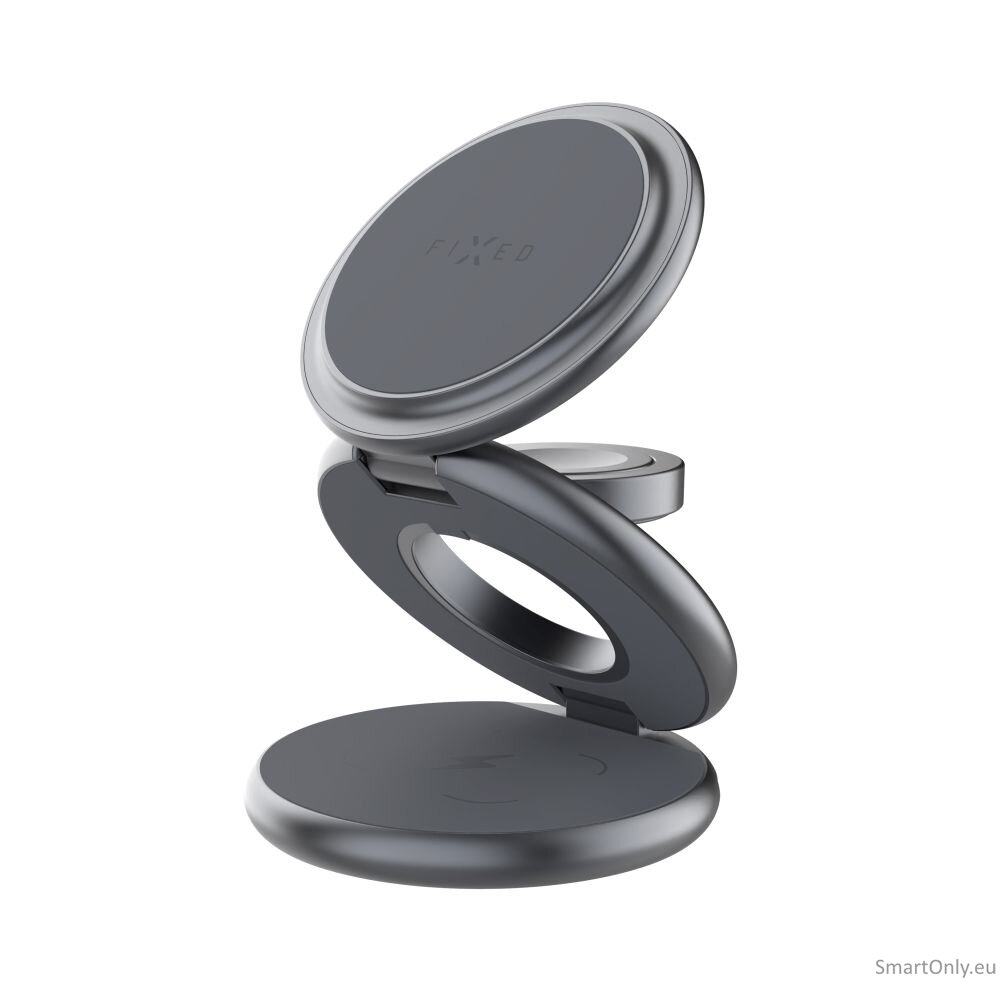 Fixed MagPowerstation Round 3-in-1 foldable wireless charger with MagSafe support | Gray 1 Fixed MagPowerstation Round 3-in-1 foldable wireless charger with MagSafe support | Gray 1