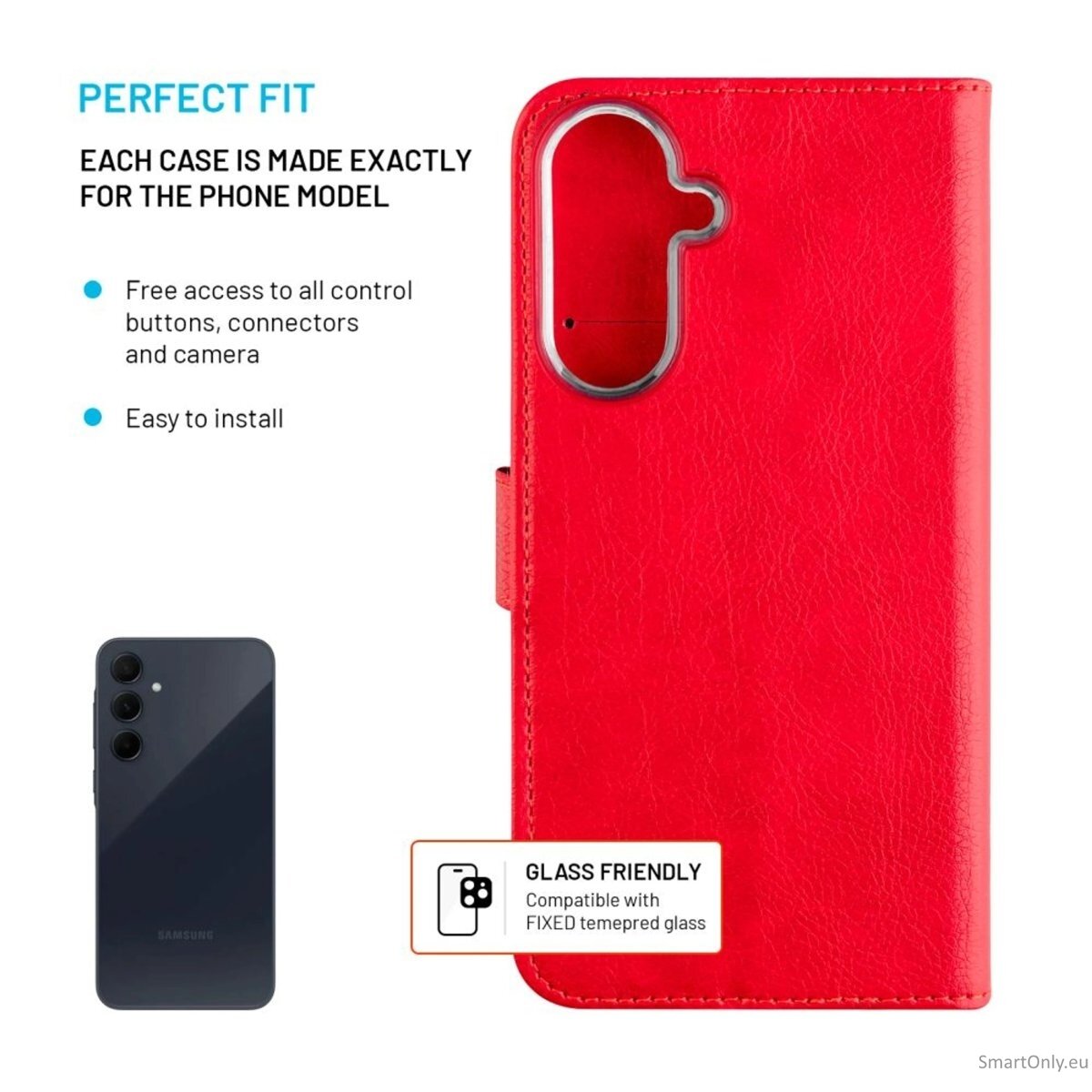 Fixed Opus | Book Case | Samsung | Galaxy A36 5G/A56 5G | Leather | Red 1 Fixed Opus | Book Case | Samsung | Galaxy A36 5G/A56 5G | Leather | Red 1