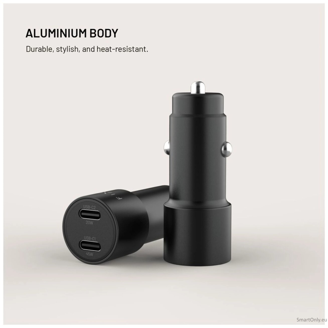 Fixed Dual USB-C Car Charger, 65W, PD 3.0 5
