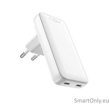 Fixed Slim Traveller 2xUSB-C Travel Charger with world adapters, GaN, 45W | White