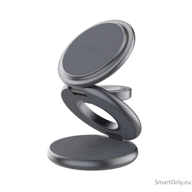 Fixed MagPowerstation Round 3-in-1 foldable wireless charger with MagSafe support | Gray 1 Fixed MagPowerstation Round 3-in-1 foldable wireless charger with MagSafe support | Gray 1