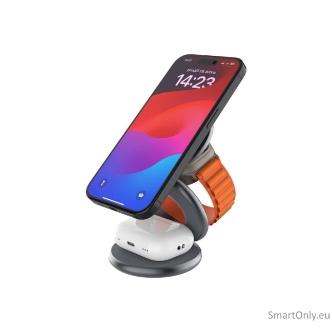 Fixed MagPowerstation Round 3-in-1 foldable wireless charger with MagSafe support | Gray 4 Fixed MagPowerstation Round 3-in-1 foldable wireless charger with MagSafe support | Gray 4