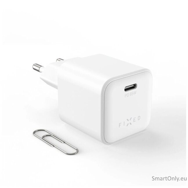 Fixed Mini GaN power adapter with USB-C output and PD support, 65W Fixed Mini GaN power adapter with USB-C output and PD support, 65W