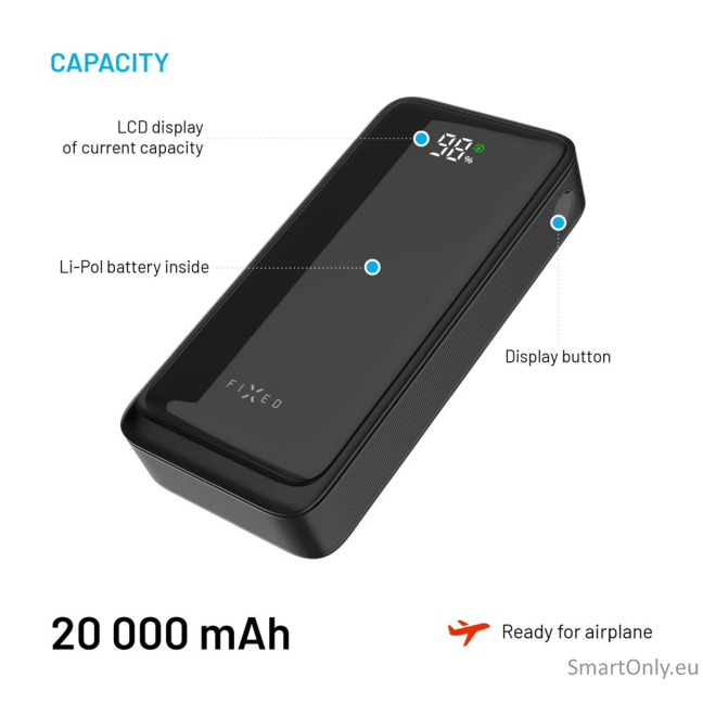 Fixed Power Bank Zen2 20 with LCD Display and PD 20W Output | 20000 mAh | Black 3