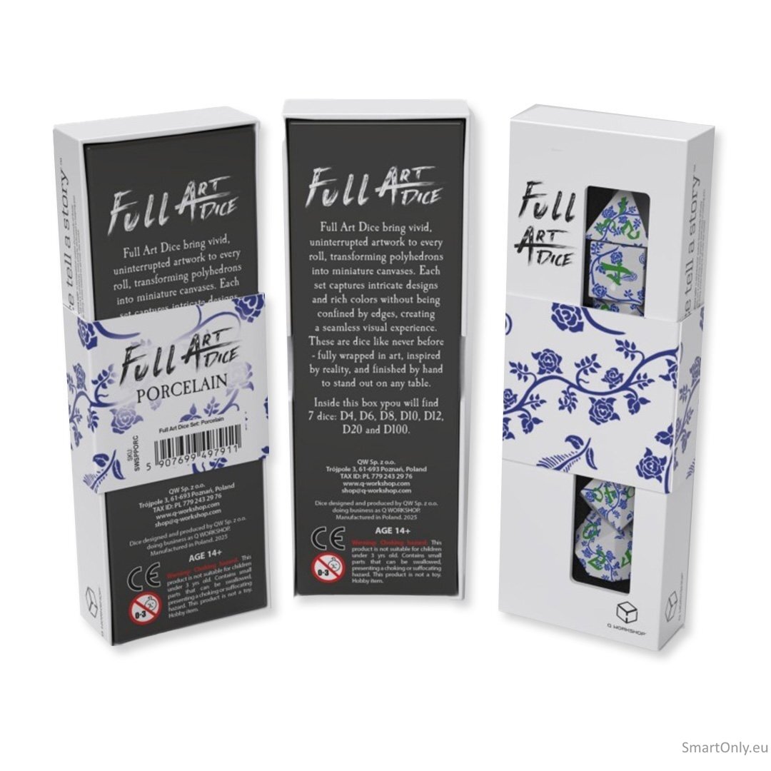 Full Art Dice™ Porcelain kauliukų rinkinys Q-WORKSHOP