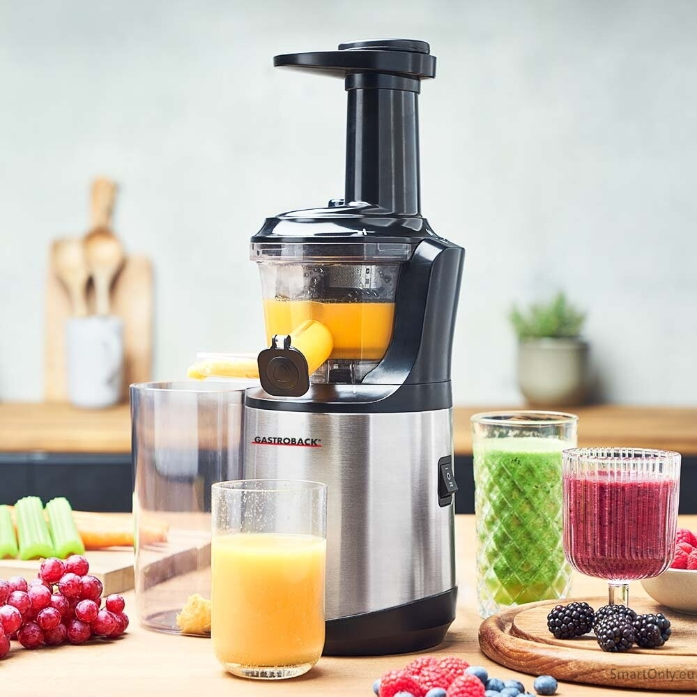 Gastroback Slow Juicer Advanced Vital | 40145 | Type Slow juicer | Stainless steel/Black | 150 W | Number of speeds 1 2 Gastroback Slow Juicer Advanced Vital | 40145 | Type Slow juicer | Stainless steel/Black | 150 W | Number of speeds 1 2