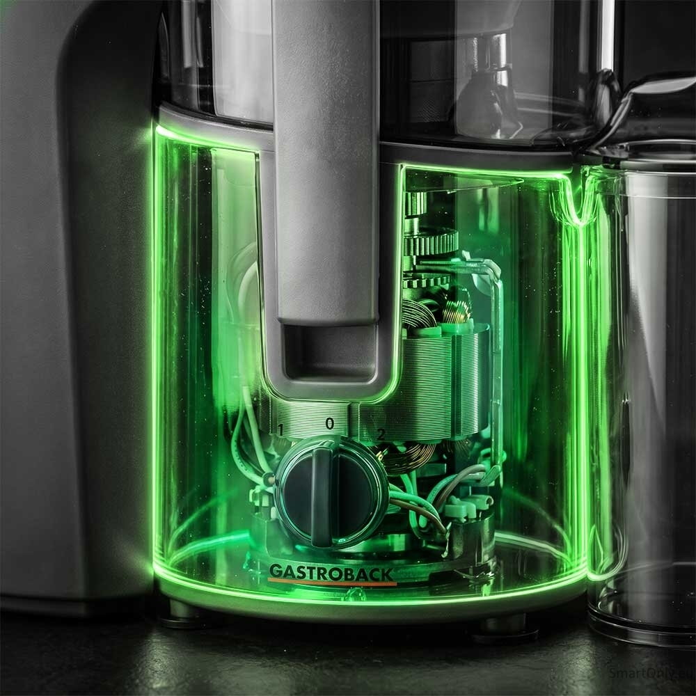 Gastroback Vital Juicer Plus | 40116 | Type Centrifugal juicer | Silver/Black | 800 W | Extra large fruit input | Number of speeds 2 2 Gastroback Vital Juicer Plus | 40116 | Type Centrifugal juicer | Silver/Black | 800 W | Extra large fruit input | Number of speeds 2 2