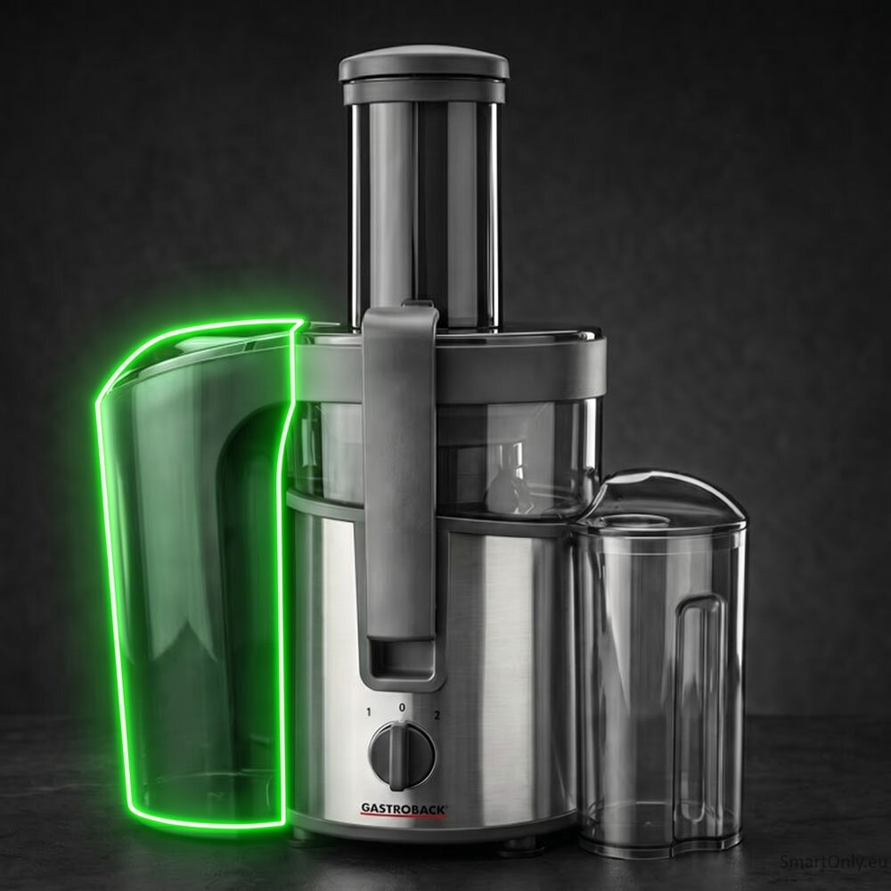 Gastroback Vital Juicer Plus | 40116 | Type Centrifugal juicer | Silver/Black | 800 W | Extra large fruit input | Number of speeds 2 8 Gastroback Vital Juicer Plus | 40116 | Type Centrifugal juicer | Silver/Black | 800 W | Extra large fruit input | Number of speeds 2 8