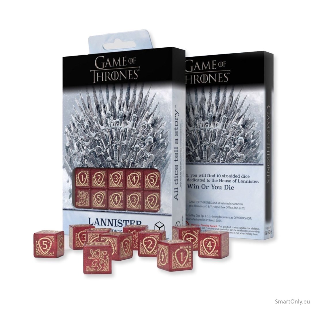 Game of Thrones. Lannister kauliukų rinkinys 10xD6 Q-WORKSHOP