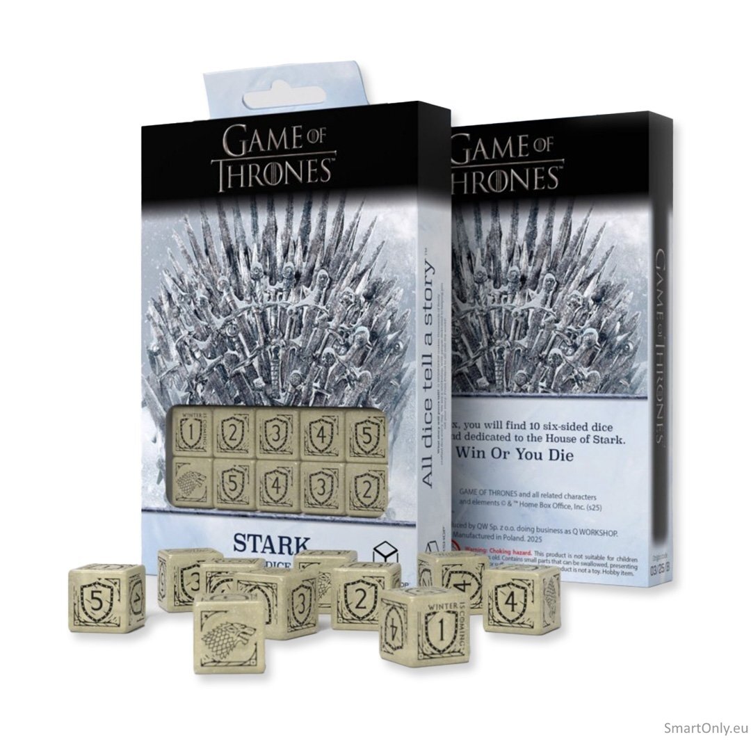 Game of Thrones. Stark kauliukų rinkinys 10xD6 Q-WORKSHOP