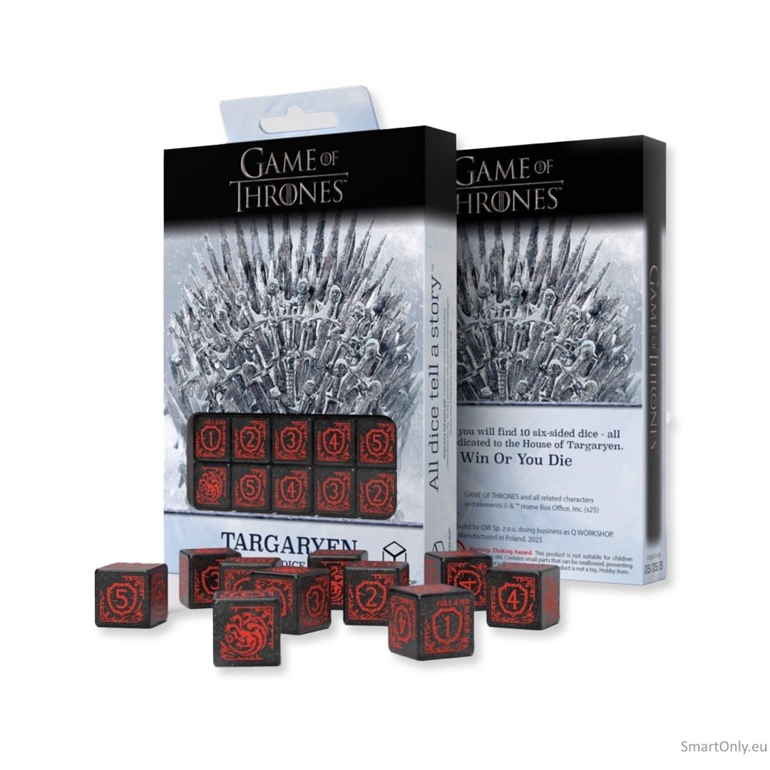 Game of Thrones. Targaryen kauliukų rinkinys 10xD6 Q-WORKSHOP Game of Thrones. Targaryen kauliukų rinkinys 10xD6 Q-WORKSHOP