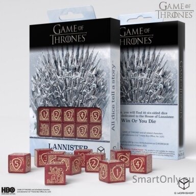 Game of Thrones. Lannister kauliukų rinkinys 10xD6 Q-WORKSHOP