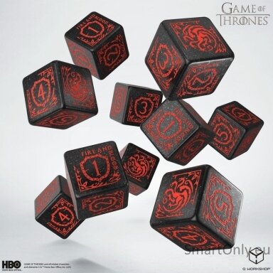 Game of Thrones. Targaryen kauliukų rinkinys 10xD6 Q-WORKSHOP